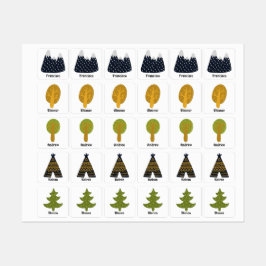 Bergbomen natuur weer naar school kinderlabels