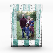 Bergbomen sneeuwvlokken winterbos gestript fotoblokken (Voorkant)