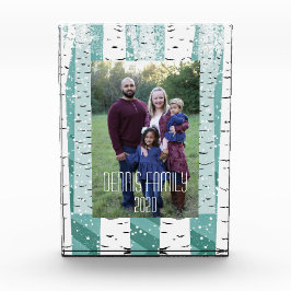 Bergbomen sneeuwvlokken winterbos gestript fotoblokken