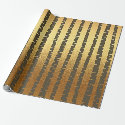 Bergboomgaard goudchocolade bruine strepen cadeaupapier (Uitgerold)