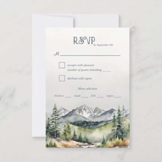 Bergbos Avontuur Begint Rustieke Bruiloft RSVP Kaartje (Voorkant)