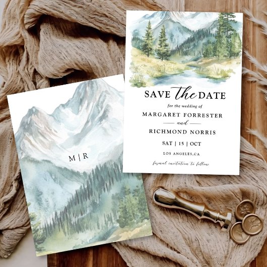 Bergbos Boho Rustieke Trouwkaart Save The Date Kaart