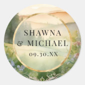 Bergbos Elegante Fantasy Huwelijk Ronde Sticker (Voorkant)