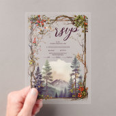 Bergbos Evergreen Tree Bruiloft Acryl Uitnodigingen (Insitu (Draagbaar))