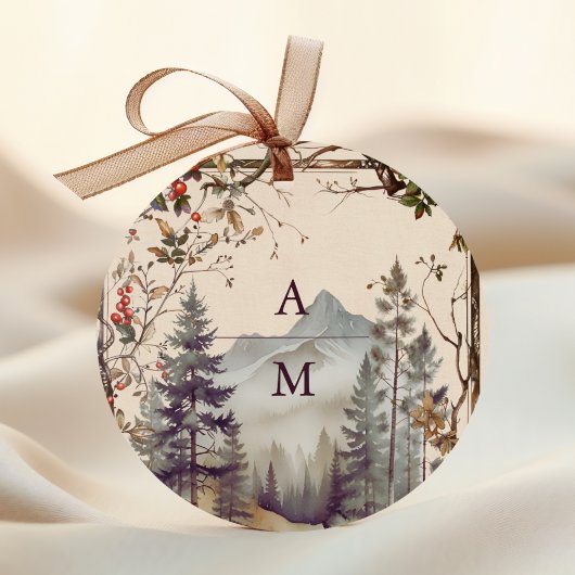  Bergbos Evergreen Tree Bruiloft Ronde Sticker