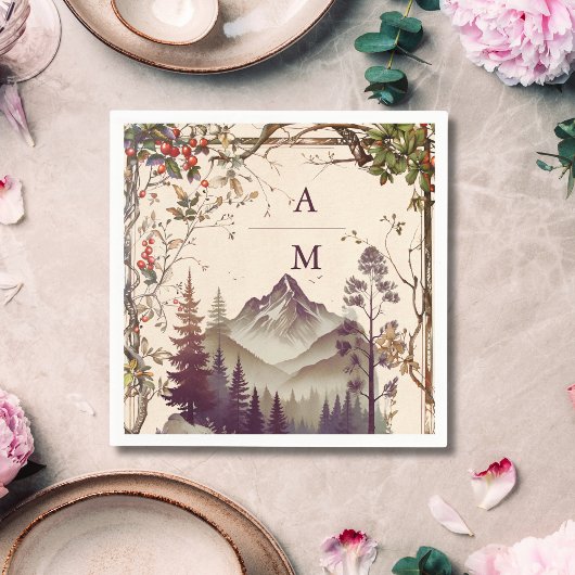  Bergbos Evergreen Tree Bruiloft Servet