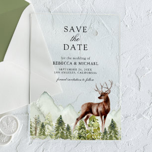 Bergbos Herten Bruiloft Save the Date Acryl Uitnodigingen