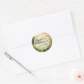 Bergbos Houtland Elegant Fantasie Bruiloft Ronde Sticker (Envelop)