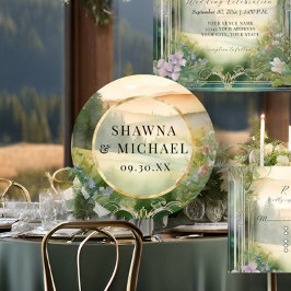 Bergbos Houtland Elegant Fantasie Bruiloft Ronde Sticker