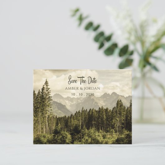  Bergbos landschap bruiloft Briefkaart (Staand voorkant)