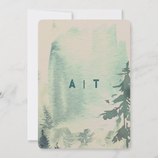 Bergbos Modern Wedding Kaart (Achterkant)