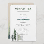 Bergbos Modern Wedding Kaart (Voorkant / Achterkant)