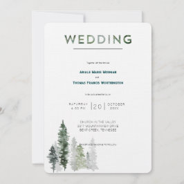Bergbos Modern Wedding Kaart