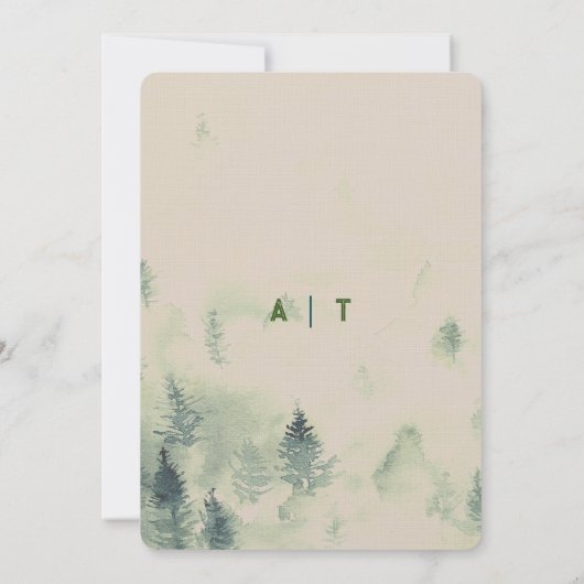 Bergbos Modern Wedding Kaart (Achterkant)