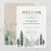 Bergbos Modern Wedding Kaart (Voorkant / Achterkant)