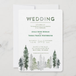 Bergbos Modern Wedding Kaart