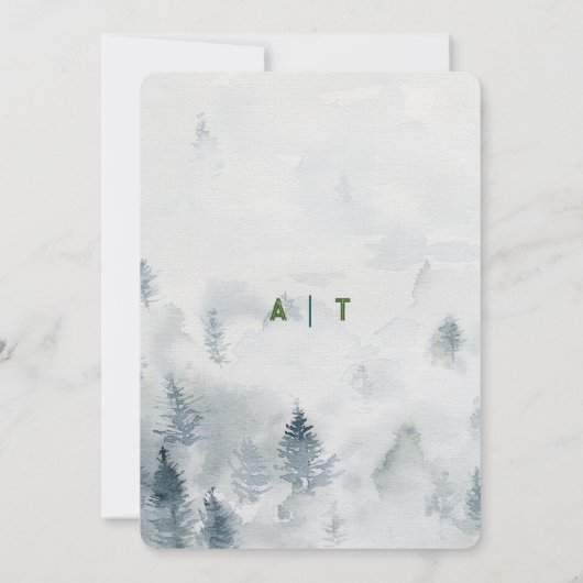 Bergbos Modern Wedding Kaart (Achterkant)