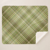 Bergbos Olijfgroene Plaid Sherpa Deken (Voorkant (horizontaal))