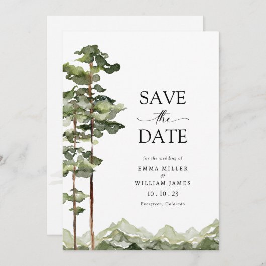 Bergbos Sla de datum op Save The Date (Voorkant / Achterkant)