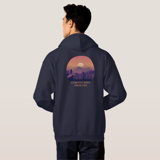  Bergbos Wandelaar's Sunset paarse oran Hoodie (Achterkant volledig)