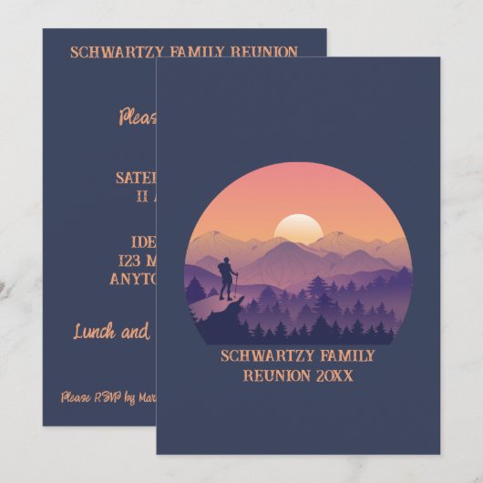  Bergbos Wandelaar's Sunset paarse oran Kaart (Voorkant / Achterkant)