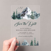 Bergbos Winter Bruiloft Save the Date Acryl Uitnodigingen (Insitu (Draagbaar))