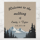 Bergbos Woud Weddenschap Gepersonaliseerd Wijn Etiket (Enkel label)