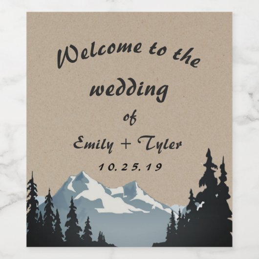 Bergbos Woud Weddenschap Gepersonaliseerd Wijn Etiket (Enkel label)