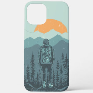 Bergbos Zonsondergang Rugzak Wandelaar Vrouw Case-Mate iPhone Case