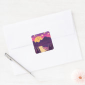 bergboslandschap vierkante sticker (Envelop)