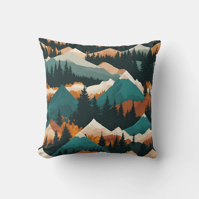 bergbospatroon kussen (Voorkant)