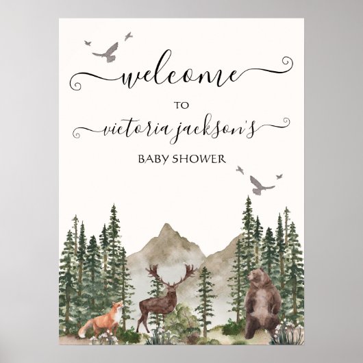 Bergbossen Baby shower Poster (Voorkant)