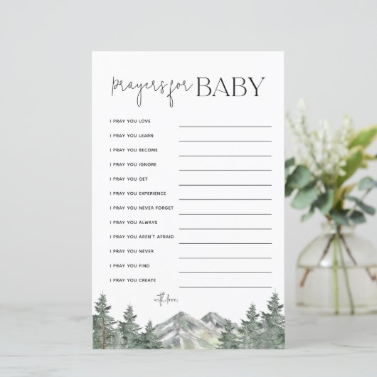 Bergbossen Baby shower Prayer Cards (Staand voorkant)