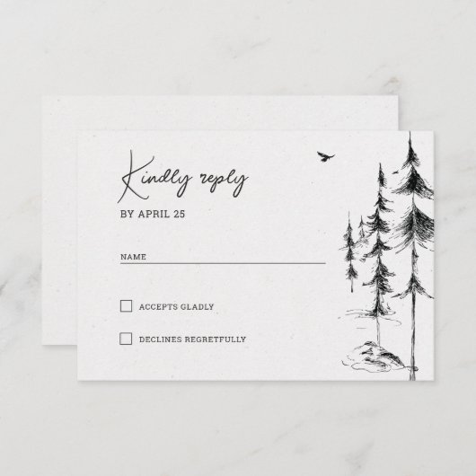 Bergbossen met handgetekende RSVP (Voorkant / Achterkant)