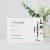 Bergbossen met handgetekende RSVP Kaartje (Staand voorkant)