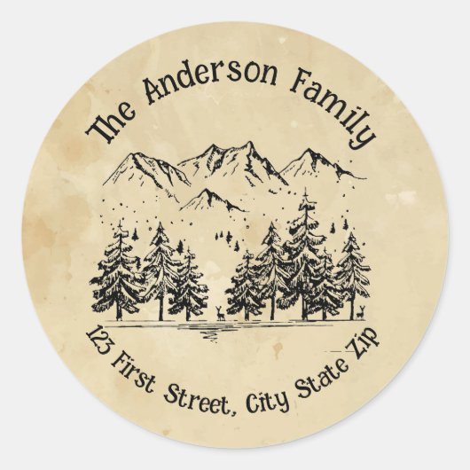 Bergbossen Wilderness Landscape Scenery Ronde Sticker (Voorkant)