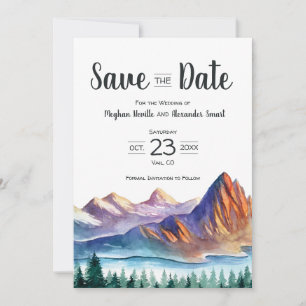 Bergbruiloft Save the Date with Lake & Forest
