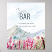 Bergbruiloft Waterverf Open Bar Poster (Voorkant)
