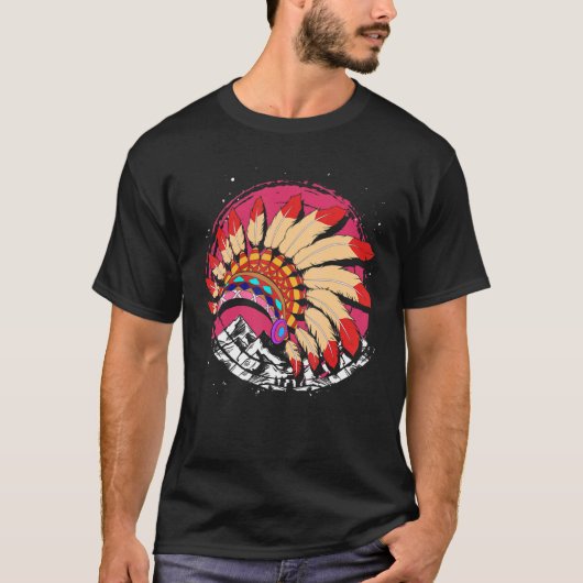 Bergbuisjes Indigenous Headdress Native Ameri T-shirt (Voorkant)