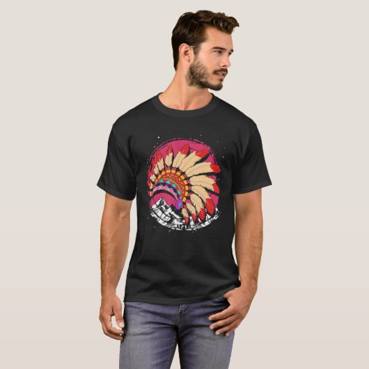 Bergbuisjes Indigenous Headdress Native Ameri T-shirt (Voorkant volledig)
