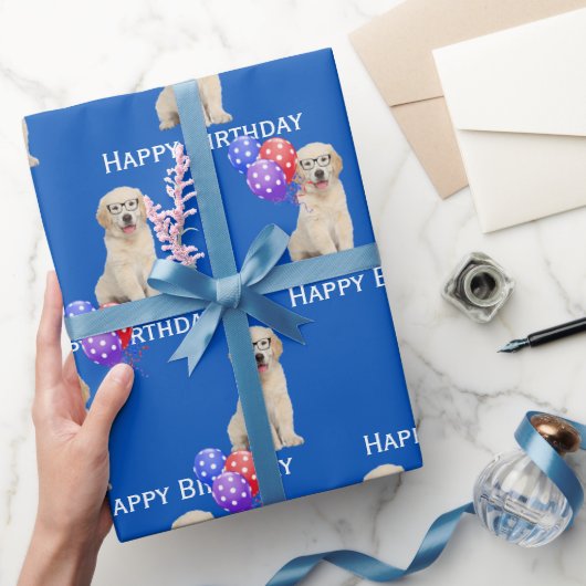 Bergdag Golden Retriever Puppy met ballonnen Cadeaupapier (Geschenken)