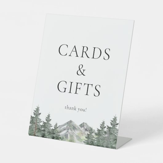 Bergden huwelijkskaarten en cadeaus reclamebord met voetstuk (Voorkant)