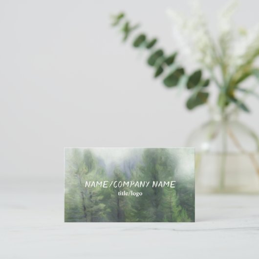 bergdenbomen in fog custom natuur art. visitekaartje (Staand voorkant)