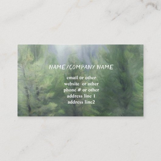 bergdenbomen in fog custom natuur art. visitekaartje (Achterkant)