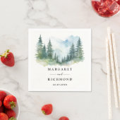 Bergdennen Bomen Rustieke Trouwpapier Servet (Insitu)
