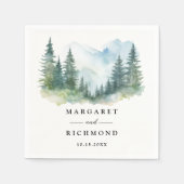 Bergdennen Bomen Rustieke Trouwpapier Servet (Voorkant)