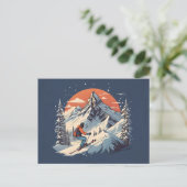  Bergdennen Skiën sinaasappel Zonsondergang Briefkaart (Staand voorkant)