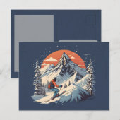  Bergdennen Skiën sinaasappel Zonsondergang Briefkaart (Voorkant / Achterkant)