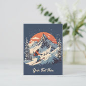  Bergdennen Skiën sinaasappel Zonsondergang Briefkaart (Staand voorkant)