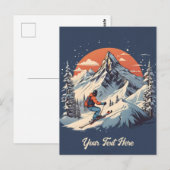  Bergdennen Skiën sinaasappel Zonsondergang Briefkaart (Voorkant / Achterkant)